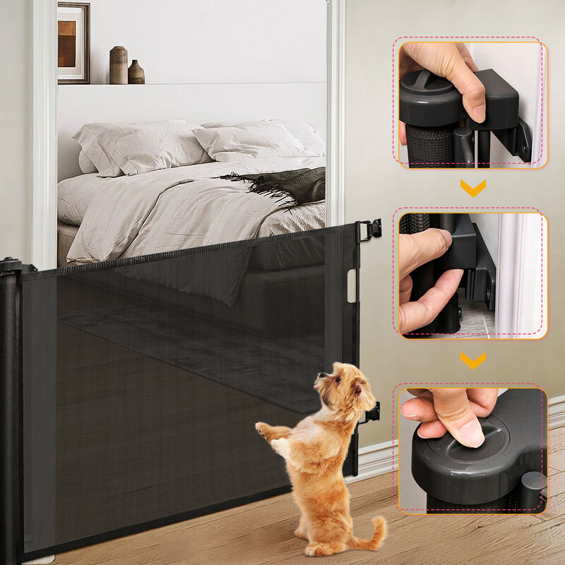 Cancelletto Retrattile Per Bambini E Cani – AMAZKRUS – Extra Largo (609 Cm) E Alto (86 Cm) – Doppia Sicurezza Automatica - 3