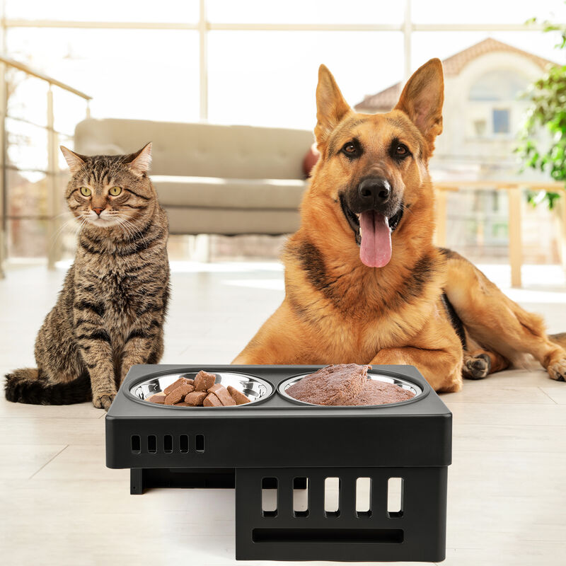 Ciotole Rialzate Pieghevoli Per Cani 2 In 1 – 4 Altezze Regolabili Da 8 A 30 Cm, Antiscivolo E Alimentazione Lenta