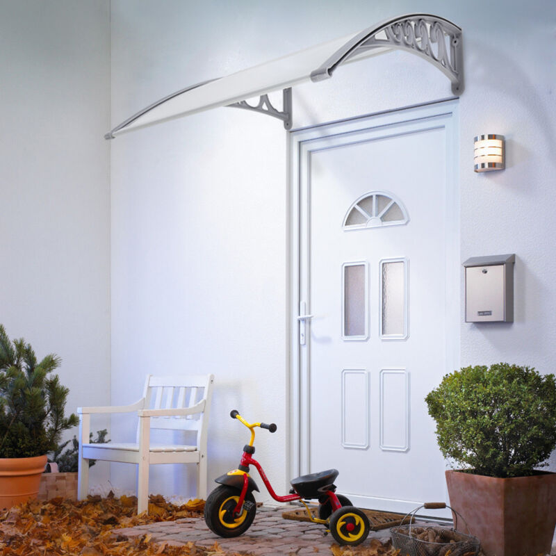 Pensilina In Alluminio E Policarbonato Per Porta O Finestra – Tettoia Da Esterno Con Rivestimento UV, Misura 80×240 Cm, Facile Da Installare