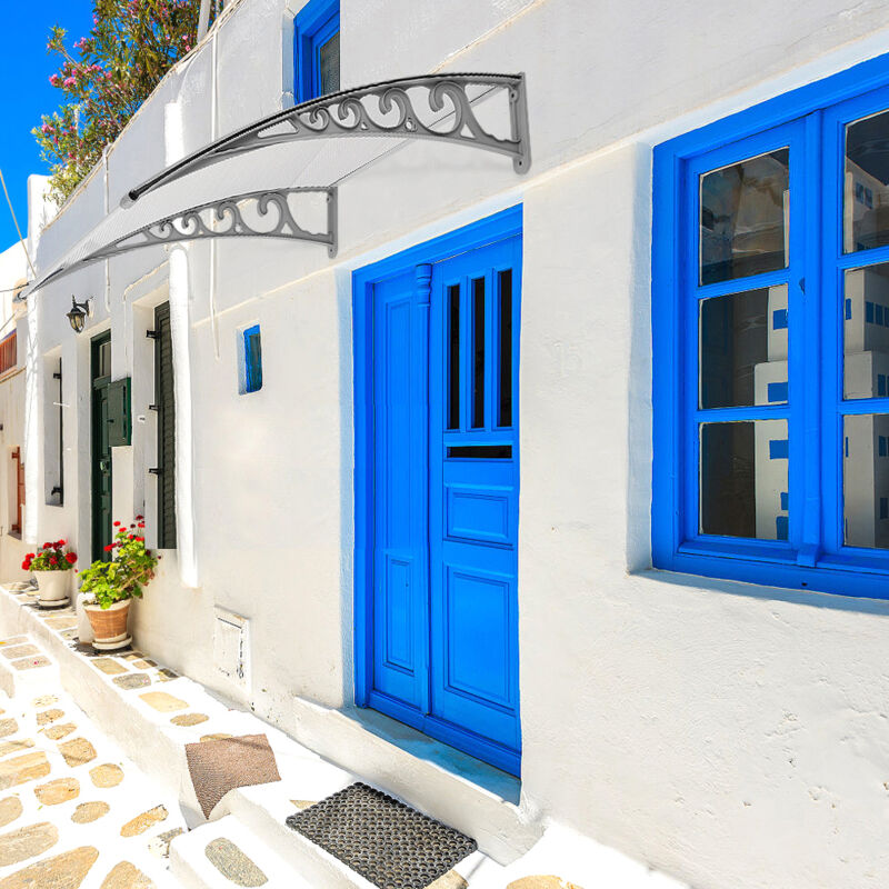 Pensilina In Policarbonato E Alluminio - Tettoia Per Porta E Finestre 80x158cm, Impermeabile E Anti-UV - Foto 6