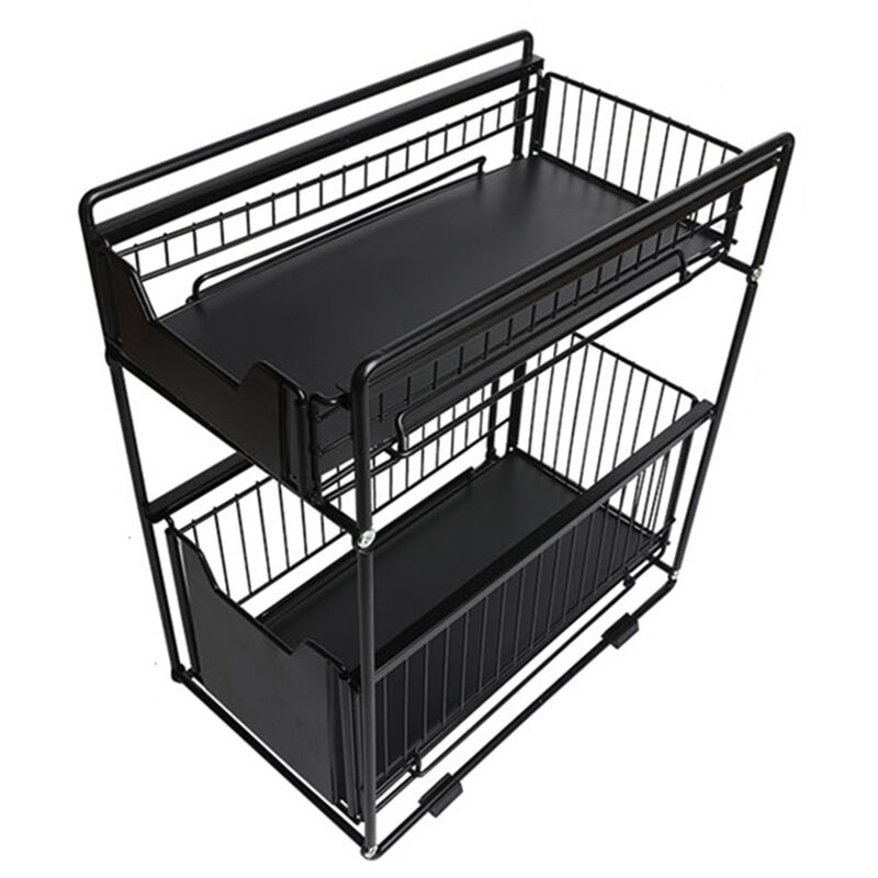 Mensola Espandibile Per Armadio E Dispensa - Organizzatore Impilabile In Metallo Nero (42-69 Cm) - 2 Pezzi, Altezza Regolabile, Multiuso