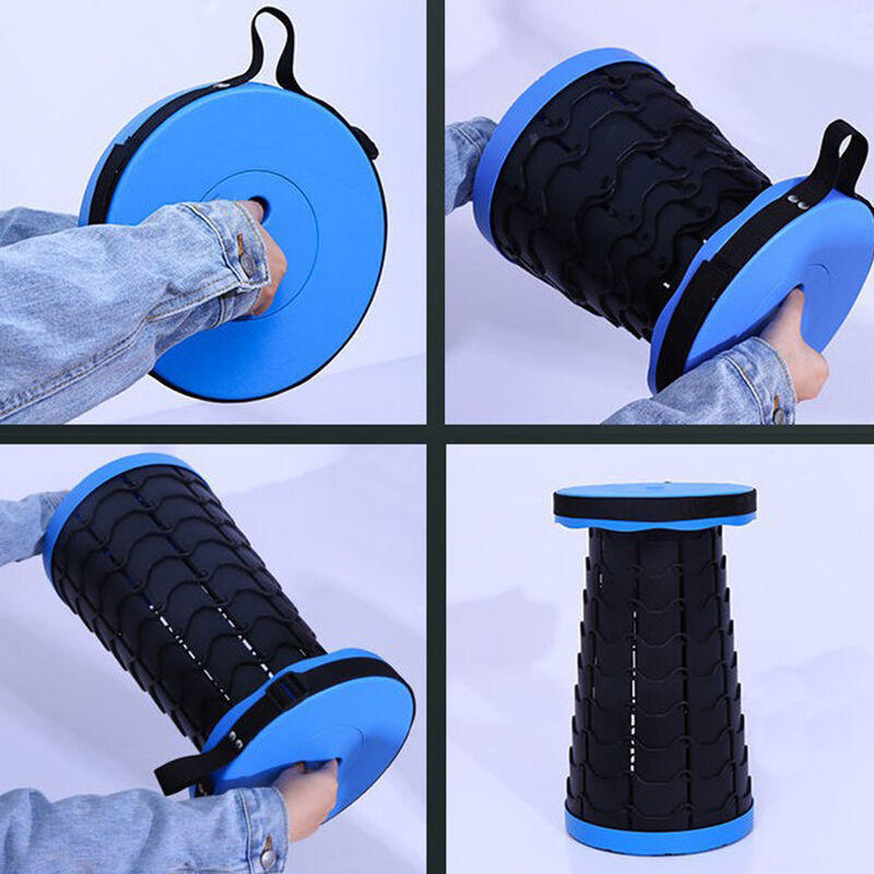 Sgabello Plastica Nero Sgabello Pieghevole Portatile Per Campeggio - Sedia Telescopica In Plastica, Nero, Altezza 18 Pollici Sgabello Telescopico - Foto 2