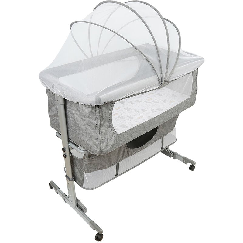 Culla da viaggio Culla per bambini con materasso morbido, con rotelle con  zanzariera, regolazioni in altezza, 93 57 71-88 cm - grigio