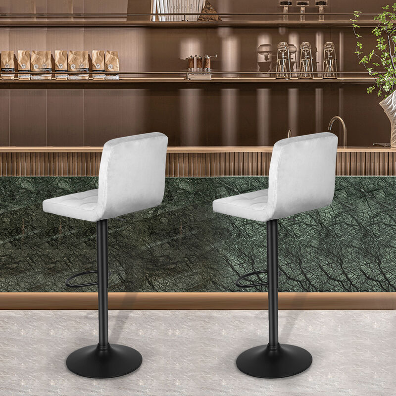 WOLTU Set di 2 Sgabelli da Bar con Braccioli, Sedia da Cucina con Poggiapiedi, Sgabello Alto con Schienale, Regolabile e Girevole, per Bistrot, in