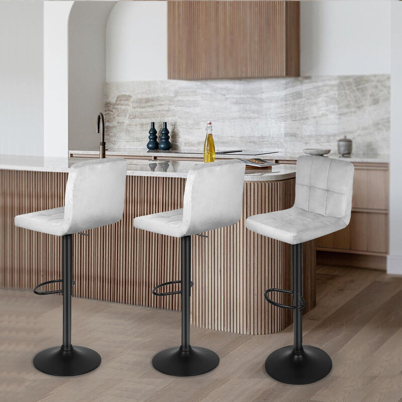 Set 2 Sgabelli Cucina Seduta Pelle Imbottita Sgabello Girevole Casa Bar Bianco