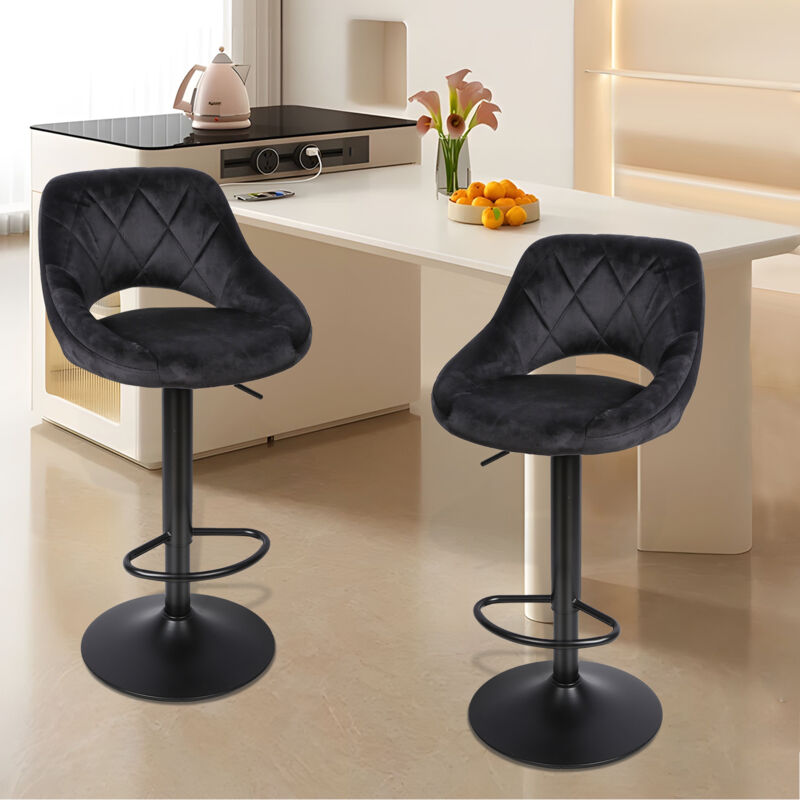 CLP Sgabello da bar Tover I Sgabello da banco regolabile in altezza I Sedia girevole a 360° con schienale per bancone e bar, Colore:blu, Materiale: Stoffa