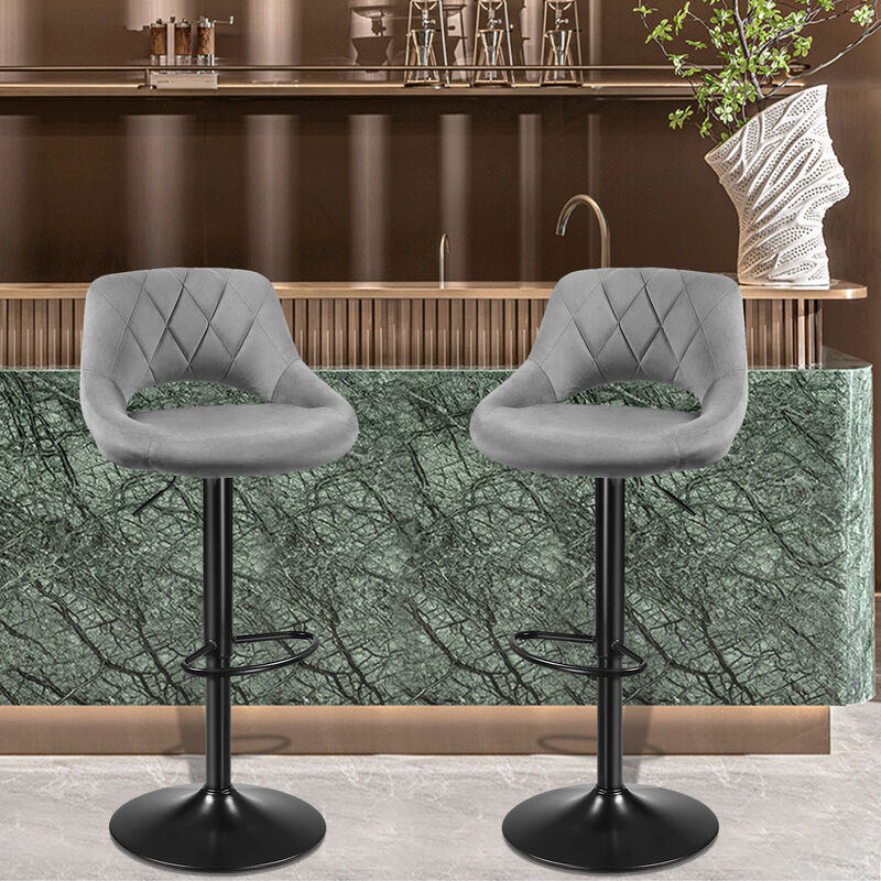 Set di 4 moderni sgabelli da bar in velluto dorato regolabili in