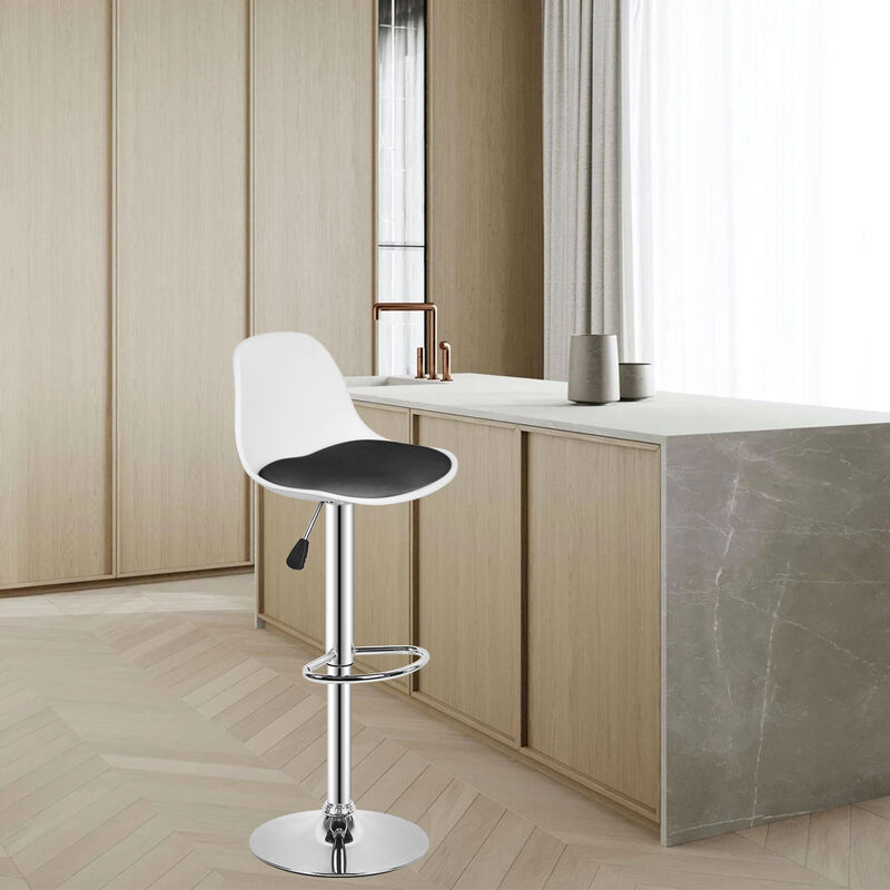 Set 2 Sgabelli Cucina Seduta Pelle Imbottita Sgabello Girevole Casa Bar Bianco