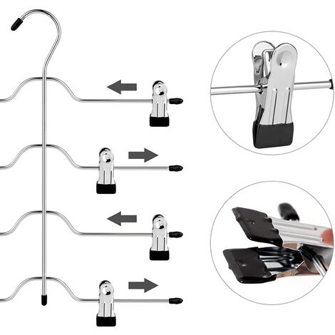 Relaxdays 4X Grucce Multiple, Stampelle per Gonne o Pantaloni con 4  Supporti Ognunga, con Pinze, Salvaspazio, Antiscivolo, Argento : :  Casa e cucina