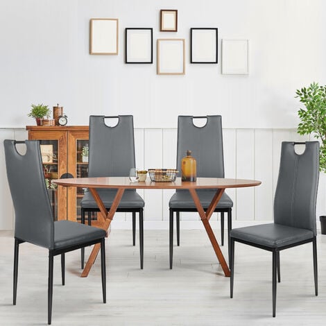 Set 6 sedie pranzo, sedie cucina moderne, sedie tavolo pranzo, rivestimento  in microfibra effetto vintage, struttura