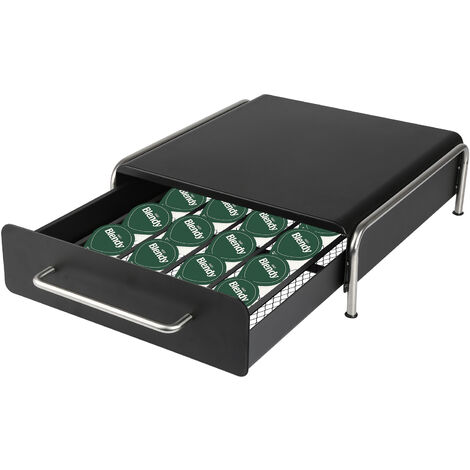 Scatola capsule caffè,alzata caffè, cassetto capsule, distributore capsule, cassettiera per conservare capsule caffè, bustine tè, porta capsule per 36 cialde caffè, 30,5 x 31,5 x 10 cm nero