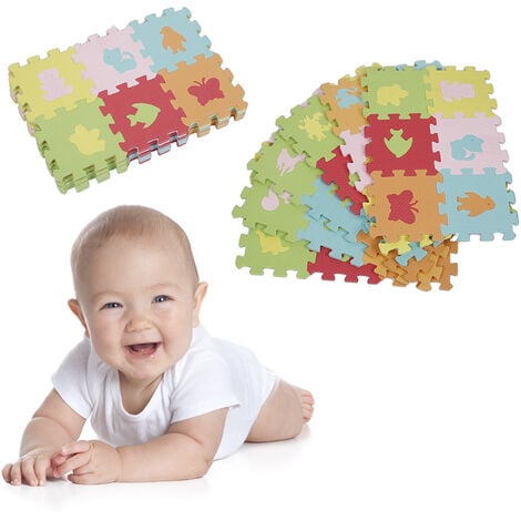 Tappetino puzzle in schiuma 36 pezzi 16x16, tappeto da gioco per bambini,  materassino per bambini, tappetino