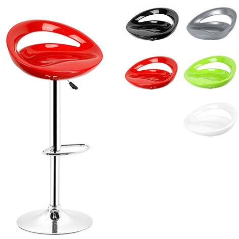 Haloyo Set di 2 Sgabelli da Bar di Design in Plastica ABS, Seggioloni con Schienale e Poggiapiedi, Girevole a 360°, Altezza Regolabile, Gamba Cromata,rosso (1/5)