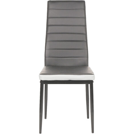 Haloyo Set di 6 Sedie da Pranzo, Sedia da Cucina in PU, Struttura in Metallo, Sedia Moderna per Sala da Pranzo, Soggiorno, Cucina, Grigio e Bianco (1/5)