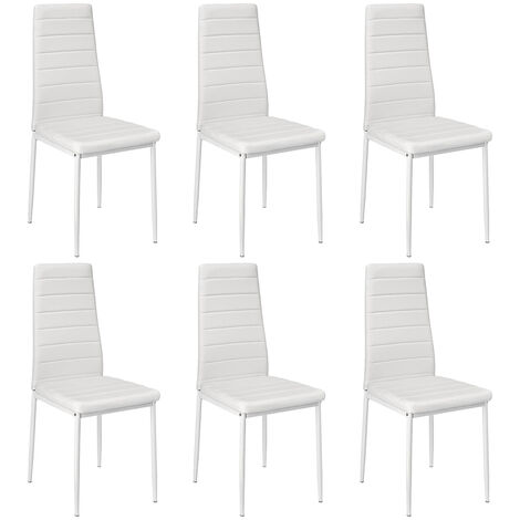 Haloyo Set di 6 Sedie da Pranzo, Sedia da Cucina in PU, Struttura in Metallo, Sedia Moderna per Sala da Pranzo, Soggiorno, Cucina,Bianco (1/5)