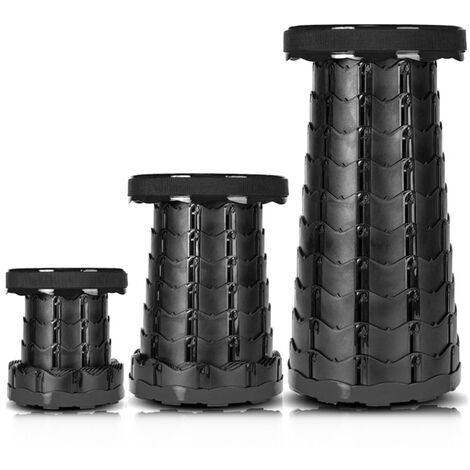 Mini Sgabello Pieghevole Da Campeggio Regolabile In Altezza - Portata 250 Kg - Nero - 3