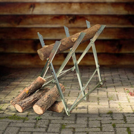 Haloyo® Cavallo da sega in legno Acciaio,Acciaio,84 x 80 x 80 cm,Zincato bianco argento (1/5)