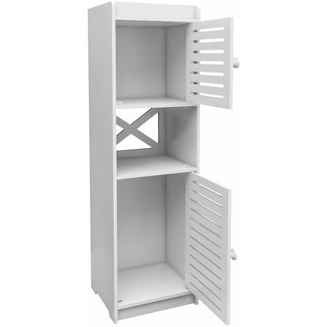 Greensen Armadietto Bagno Stretto Ad Angolo 120x22x20 Cm - Scaffale In WPC 5 Livelli, Portata 25 Kg, Bianco - 3