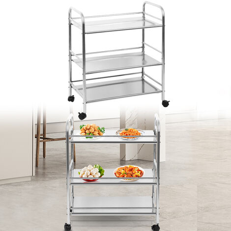 Carrello Da Cucina In Acciaio Inox Con Due Cassetti Tagliere Aggiuntivo, Dimensioni 50x50x H 95 Cm Peso 39 Kg Con Tagliere Piano Di Lavoro In Acciaio Inox Satinato - Foto 2