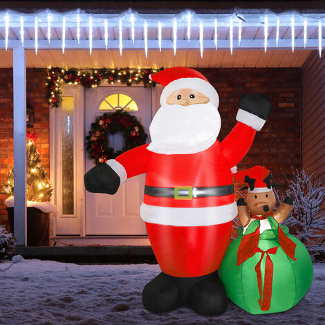 Babbo natale gonfiabile da 180cm con occhiali e luci led