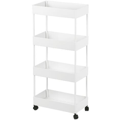 SONGMICS Carrello Portaoggetti a 4 Ripiani, Scaffale di Plastica,  Organizzatore Salvaspazio per Spazio Piccolo, Cucina Bagno Ufficio, 40 x  12,5 x 88 cm/40 x 22 x 88 cm, Nero/Blanco/Grigio