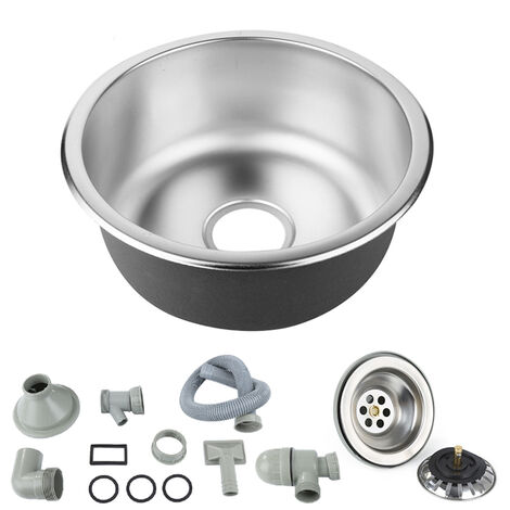 Lavello da cucina da incasso Haloyo®,con sistema di scarico, finitura in acciaio inox satinato,41 x 41 x 20 cm,argento (1/5)