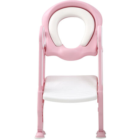 Sedile da toilette Vasino,Haloyo®,Pedana antiscivolo anti-spruzzo,scala per water,Riduttore WC per Bambini con Scaletta,rosa bianco