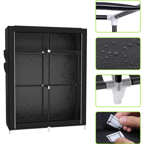 DXDRT Armadio Guardaroba Portatile, Armadietto Porta Abiti con Appendiabiti e 3 Cassetti, Organizzatore Porta Abiti in Tessuto Non Tessuto per Camera da Letto, Assemblaggio Senza Utensili,Beige