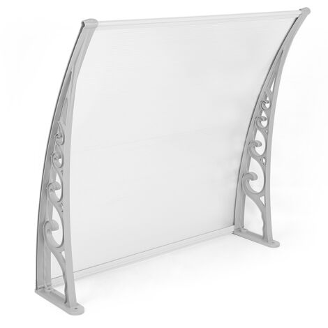 80 x 120 cm Pensilina Tettoia Policarbonato Alluminio,tettoia per porta,Haloyo®,in Policarbonato e Alluminio,Bianco
