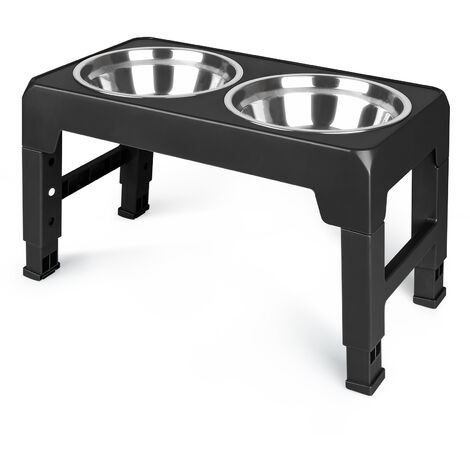 Ciotola per Cani Regolabile in Altezza,Haloyo®,Ciotole per canii Rialzate,in 3 Altezza,per Cani Piccolo, Medio e Grande,44 x 24 x 8cm,nero