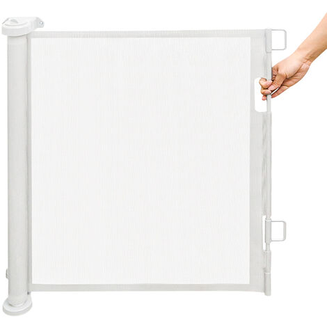 Cancelletto di Sicurezza per Cani,Haloyo®,Cancello per scale retrattile per bambino,Cancello Bambini Adatto per Scale, Corridoi,Interni ed Esterni,86 x 150cm,bianco