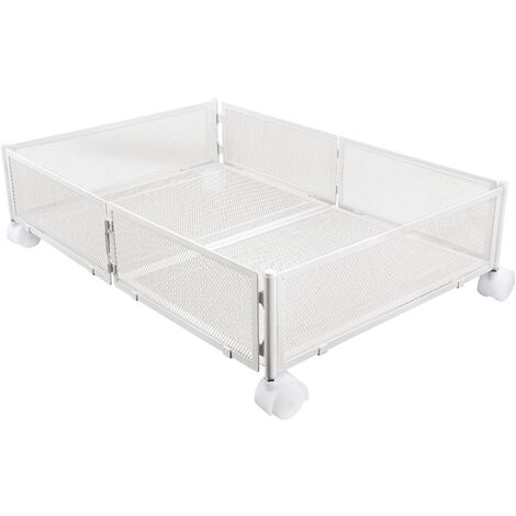 Contenitori Sottoletto con Ruote Coperchio,Haloyo®,Organizzatore Contenitore sotto Letto Metallo,Organizer Vestiti,per Trapunte Giocattoli,60 x 40 x 17cm,bianco