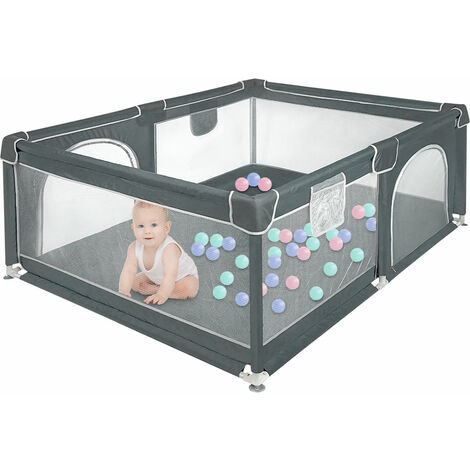 Recinto per Bambini con Morbida Rete Traspirante,Box per Bambini,Haloyo®,Centro di Attività Interno ed Esterno,120 x 160 x 66cm,grigio scuro