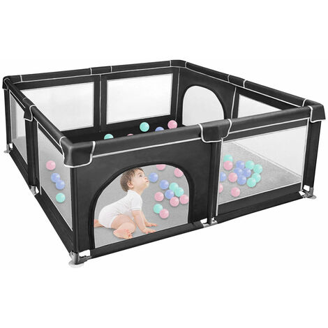 Box per Bambini,Centro Attività Portatile e Sicuro per Bambini,Haloyo®,Box con Cancello,Recinto per Bambini Centro Attività,180 x 150 x 66cm,nero