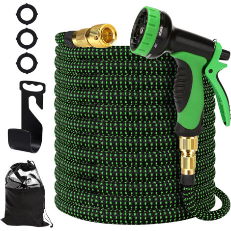 15m Tubo Estensibile da Giardino,Haloyo®,con 10 Funzioni Spruzzo per Autolavaggio Pulire e Irrigazione Tubo Dell'Acqua,verde