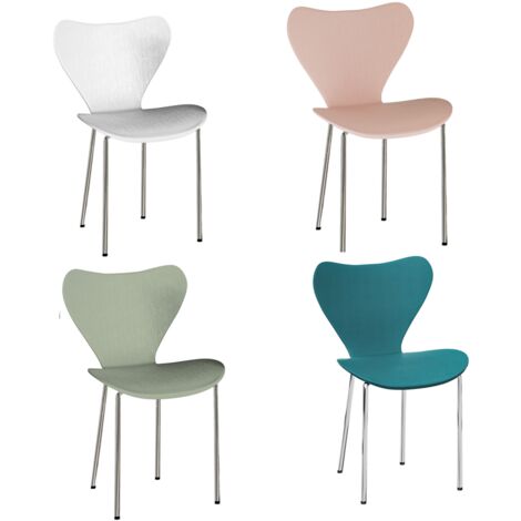 Set di 4 sedie da pranzo, sedie da cucina in plastica per uso domestico e da ufficio Bianco/ciano-blu/rosa/blu
