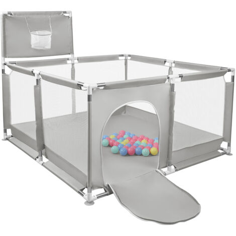 Recinto per bambini, recinto di sicurezza, barriera, recinto per bambini, parco giochi, centro attività per bambini, giardino, giocattolo, 126x126x66cm, grigio chiaro