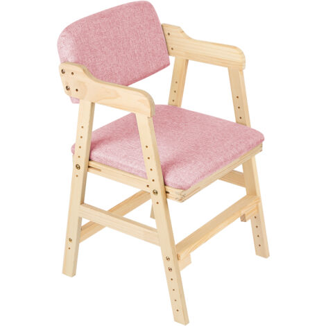 Haloyo® Sedia per bambini regolabile, seggiolone per bambini, legno di faggio alto, 48x46x78cm, rosa (1/5)