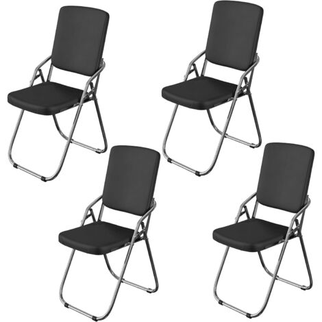 Hooma - Set di 4 sedie pieghevoli comode imbottite con cuscino spesso in PVC, sedia pieghevole sala da pranzo, cucina, interni, esterni - beige