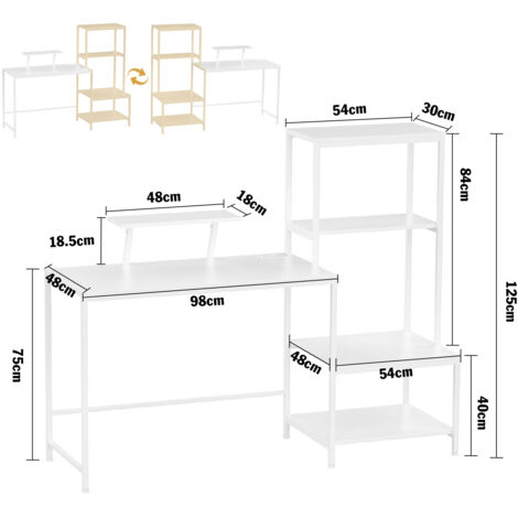 sogesfurniture Tavolo pieghevole, Scrivania da studio per ufficio, Tavolo da pranzo per workstation, Nessuna installazione necessaria, 80x40x75cm, Bianco BHEU LP AC5WW 8040