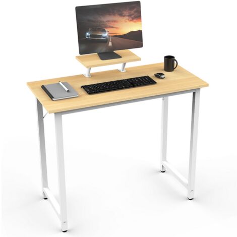 Scrivania per computer Haloyo®, scrivania con ripiani, tavolo da studio per camera da letto, 80x40x75cm, colore legno (1/5)