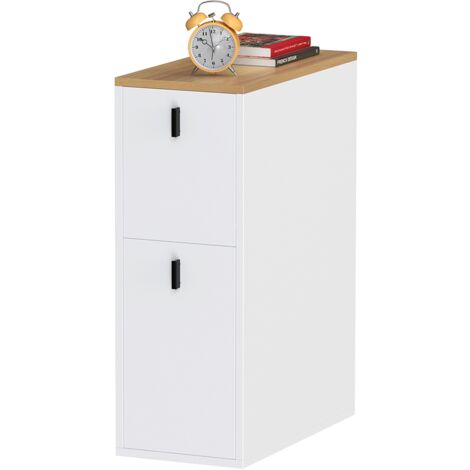 Tavolino, tavolo da soggiorno con luce LED e due cassetti, 110,2x60x39