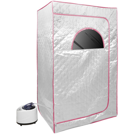 Haloyo® Sauna a Vapore Domestica Cabina 1 Pers. (100x80x170 cm) Generatore 2,5L SPA Casa con Aromaterapia Design Argento Relax Totale