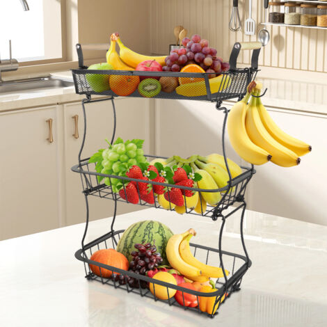 Cesto Porta Frutta A Ripiani DanDiBo 10-320 - Scaffale Metallico 2 Cesti, Colore Rame Patinato, Altezza 62 Cm, Diametro Cesto 24 Cm, Design Decorativo Per Cucina