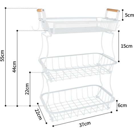 Carrello Portaverdura A 4 Ripiani In Rete Metallica – Bianco, Con Ruote Girevoli – Organizzatore Da Cucina