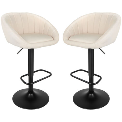Nalupatio Set Di 2 Sgabelli Da Bar Moderni, Regolabili In Altezza, Girevoli 360°, Imbottiti In Eco-pelle Nera, Con Schienale, Per Isola Cucina