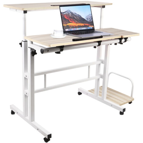 SHW Scrivania Per Computer 40 Pollici Home Office - Acero - Struttura In Acciaio, Facile Da Montare - Design Moderno - 5
