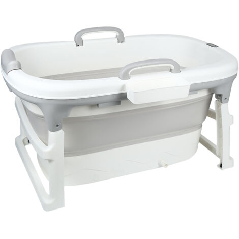 Vaschetta per bagnetto pieghevole scalabile + cuscino da bagno, con termometro, Grigio | Leroy Merlin