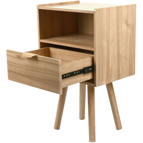 Comodino in stile moderno di metà secolo, in rovere, con maniglie in metallo, 40 x 40 x 55 cm, 2 pezzi | Leroy Merlin