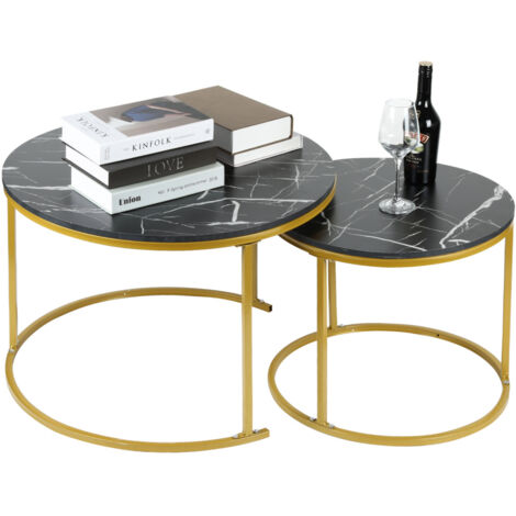 Tavolino da Caffè Moderno in Metallo per Soggiorno, Design Rotondo Piccolo, Faci